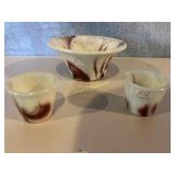 Akro Agate glassware-lemonade and ox blood