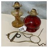 2 Oil lamp bases, hardware