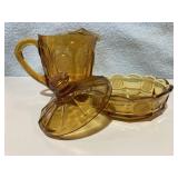 Amber Fostoria Coin Glass pieces