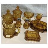 Amber Fostoria Coin Glass pieces