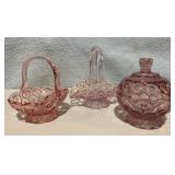Pink glass pieces