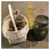 Basket and glass jar