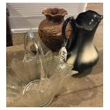 Vase, pitcher, and glassware