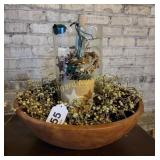 Wood bowl & bottle decoration