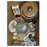 Crock, plates, candles and more