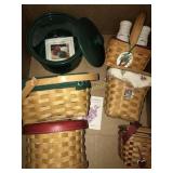 (5) Longaberger baskets and crock for basket