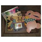 Vintage childs books and candy box