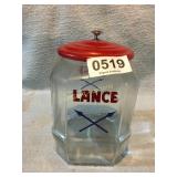 Lance large glass snack jar w/metal lid (12"H)