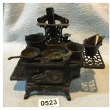 Miniature cast iron stove set