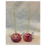 Fenton glass candle holders w/decorative clear