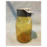 BBO yellow Qt. canning jar with ceramic lid
