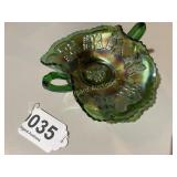 Fenton green butterfly dish
