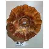 Fenton carnival glass bowl-Heart and vine