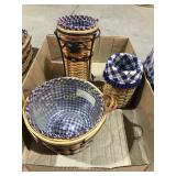 (3) Longaberger baskets and metal holder