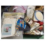 (3) totes of craft supplies, sewing patterns, more