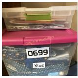 (2) totes of fabric, cards and more