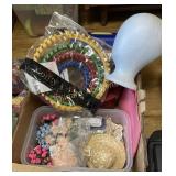 Box of fabric yoyos and more