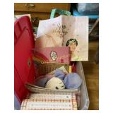 Tote of memory books, shopping bags