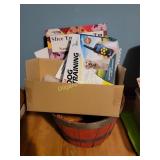 Dog training collar, basket, quilt books
