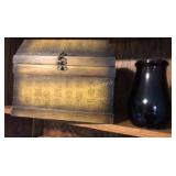 Treasure chest, ruby oil lamp globe