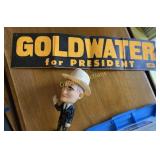 Misc buttons, Goldwater memorabilia, eyeglasses