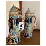 (2) music box beer steins