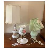 (3) glass lamps