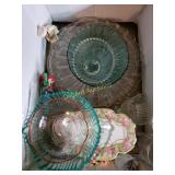 Glass serving trays and bowls