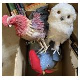 Owl and chickens stuffed animals