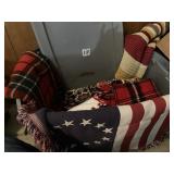 Tote of throw blankets