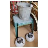 Table, bucket and insulators