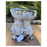 Pottery Frog birdbath
