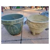 (2) clay planters