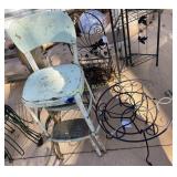 Step stool and wire metal stand