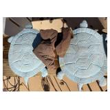 (2) pottery turtles and stone