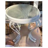 (2) metal outdoor end tables  (Appprox 17")