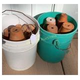Misc clay pots, buckets and decor