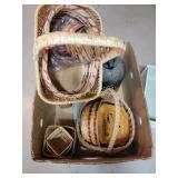 Baskets, jug and wood box