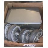 Metal safe box and wheels