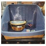 (2) Longaberger Baskets, with misc ornaments