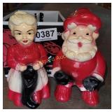 Mr & Mrs Santa Claus ceramic figurines