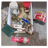Coffee tin, misc jewelry and more