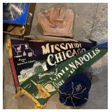 Destination pennants ball glove, Boy Scout hat