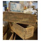 Vintage wooden cheese and baking powder boxes
