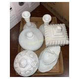 Fenton milk glass pieces