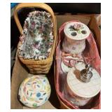 Longaberger baskets, bath accessories