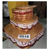 (3) Longaberger heart baskets
