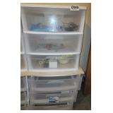 (2) 3 Plastic drawers with misc