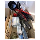Kitchen utensils, glasses, cups