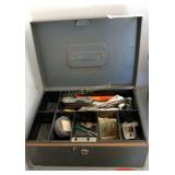 Metal Money box w/ Allen wrenches, pliers and more